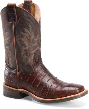 Chocolate Gator Print  Double H Boot 11 Wide Square Roper